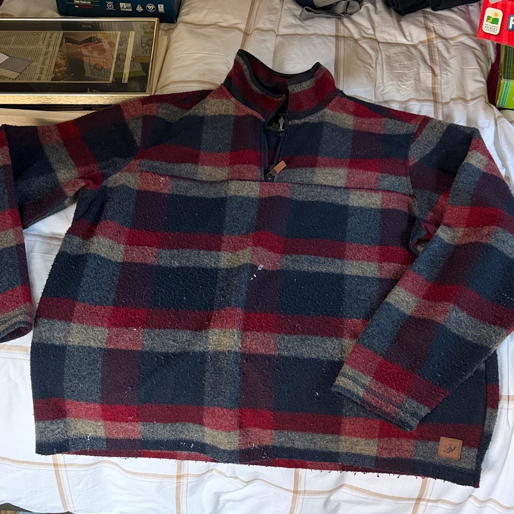 John Wayne Men's Plaid Sweater - Red and Blue - Size XL